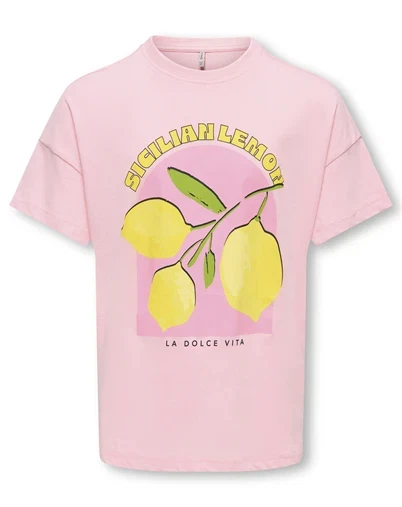 Kids Only - KOGLimone Life Print T-shirt - Trickled Pink